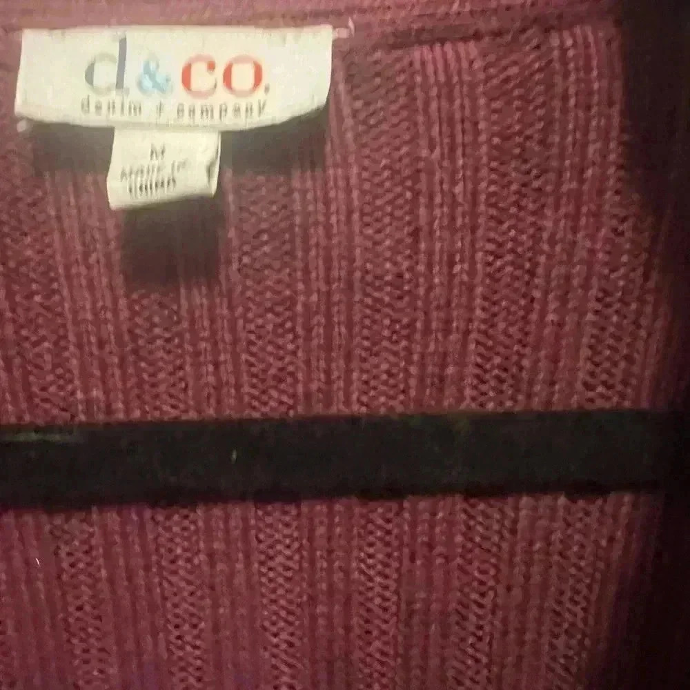 Vintage 90s Denim & Co Purple Collared Corduroy Knit Toggle Coat Medium - Picture 7 of 8